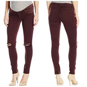 DL1961‎ Dark Maroon Red Emma Distressed Maternity Skinny Jeans Size 26